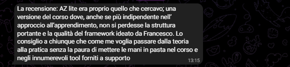 Recensione Telegram di uno studente AlphaZen